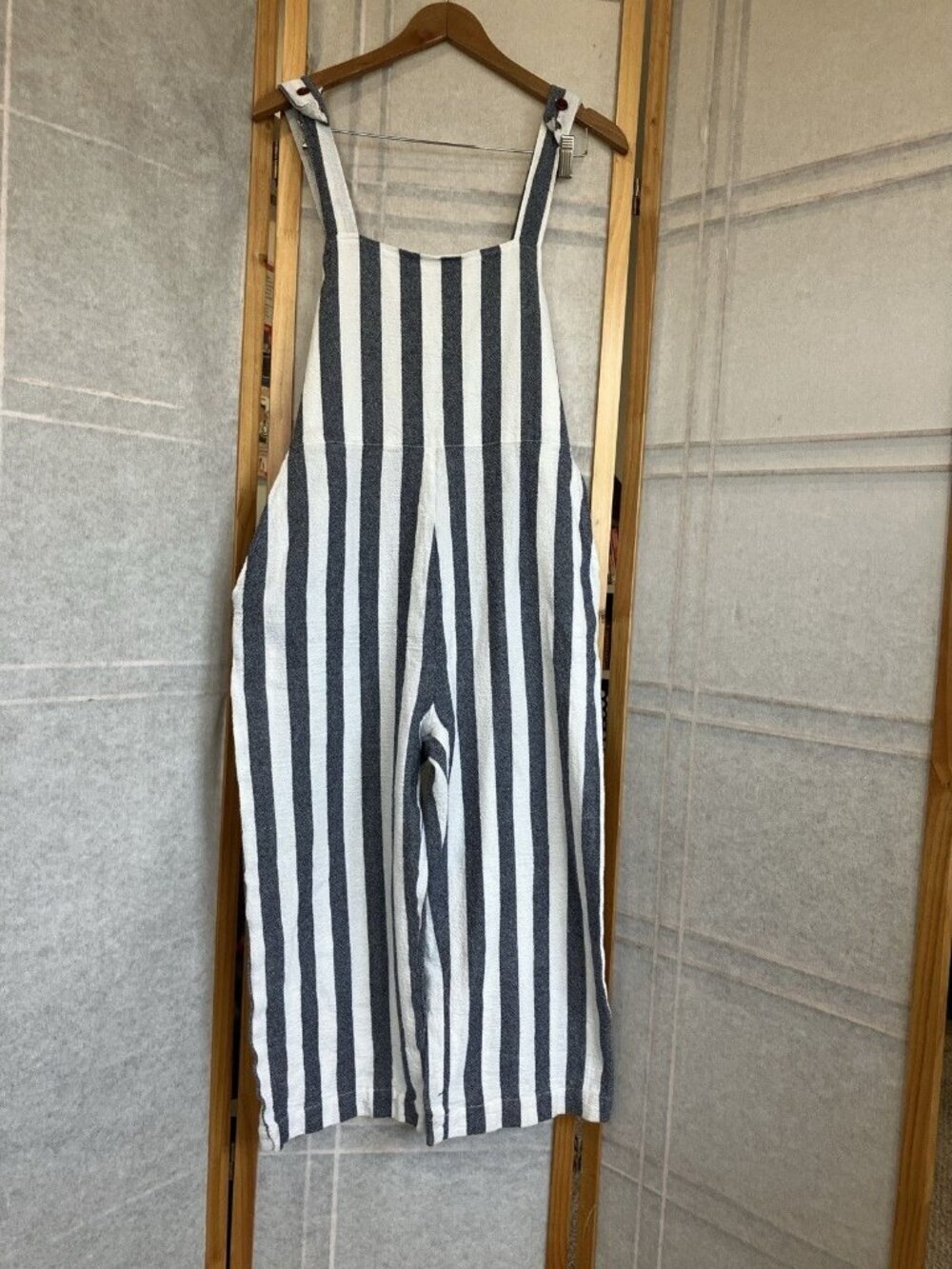 Birdwell Beach Britches Everyday Overalls Jumpsuit Striped Cotton Large, Beach